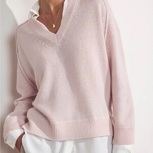 Brochu Walker l Looker Layered V-Neck Soft Pink Sweater